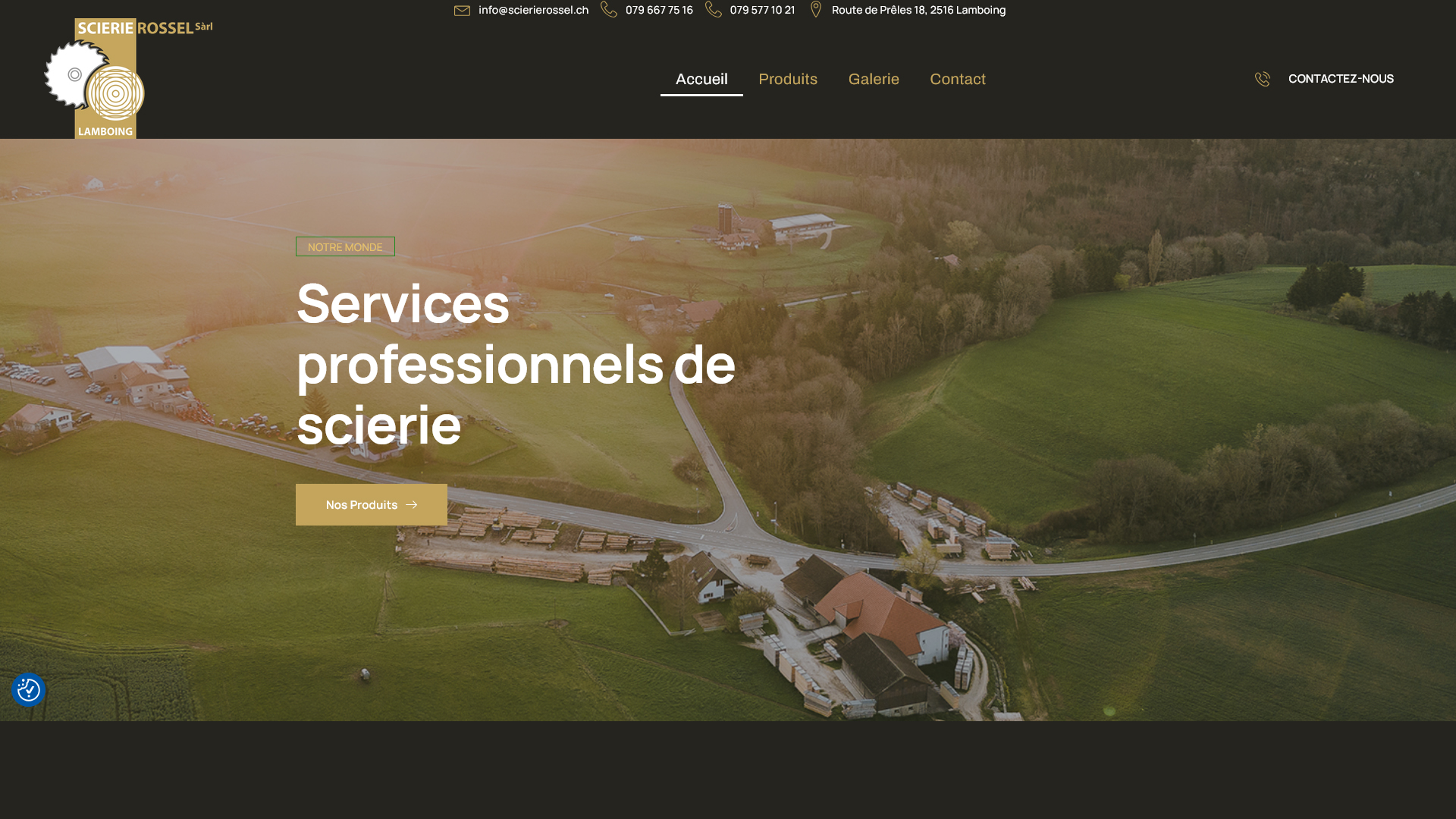 Aperçu du site internet Scierie Rossel (scierierossel.ch)